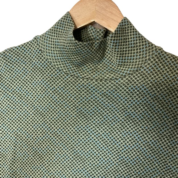 WOOLRICH sz Medium Mock Neck Long Sleeve Top Cotton Green Multi - Picture 5 of 6